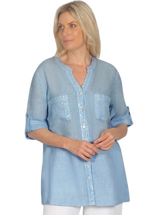 E'Talia Linen & Sequin Shirt (3 Colours)