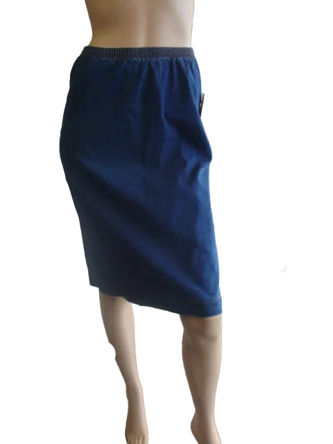 Stretch Denim Knee Length Skirt