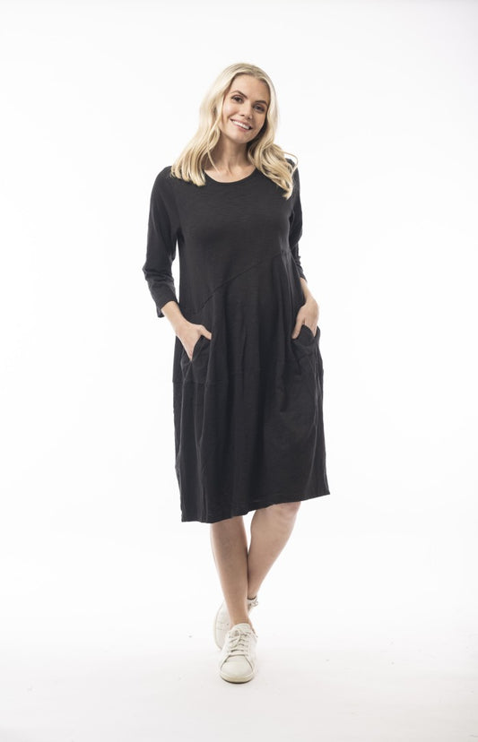 Orientique Stretch Cotton Bubble Dress (Black or teal)